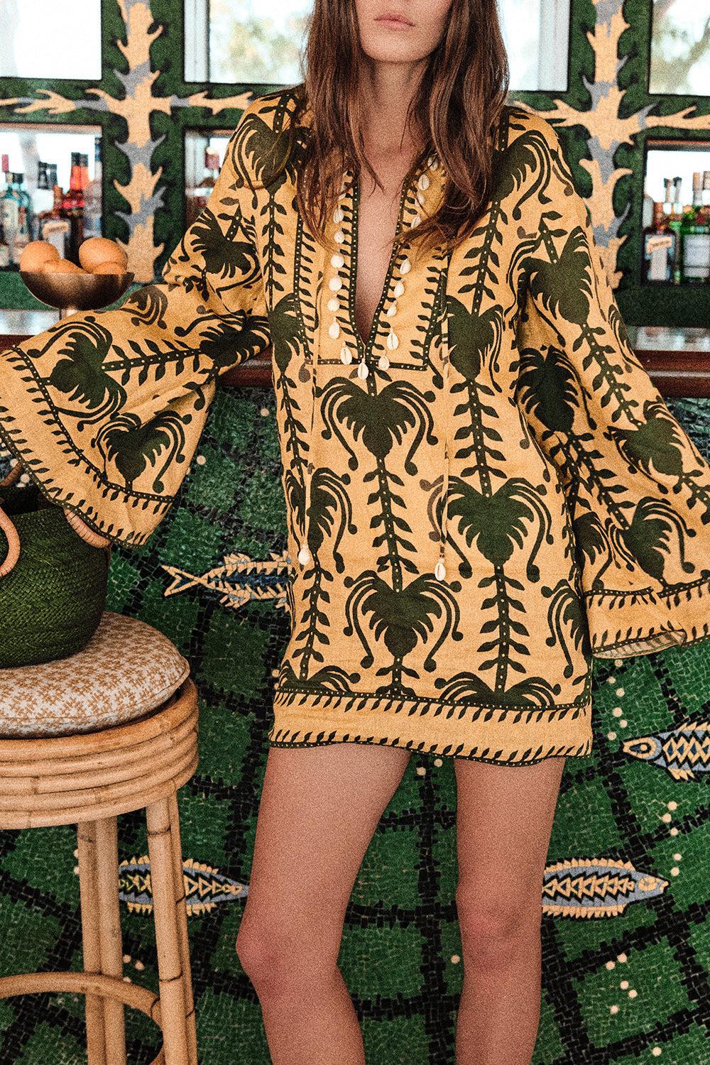 Wild Savannah Tunic Dress - Yellow Light Green-YLWLTGRN-0-CLOTHINGDRESSCASUAL-JOHANNA ORTIZ