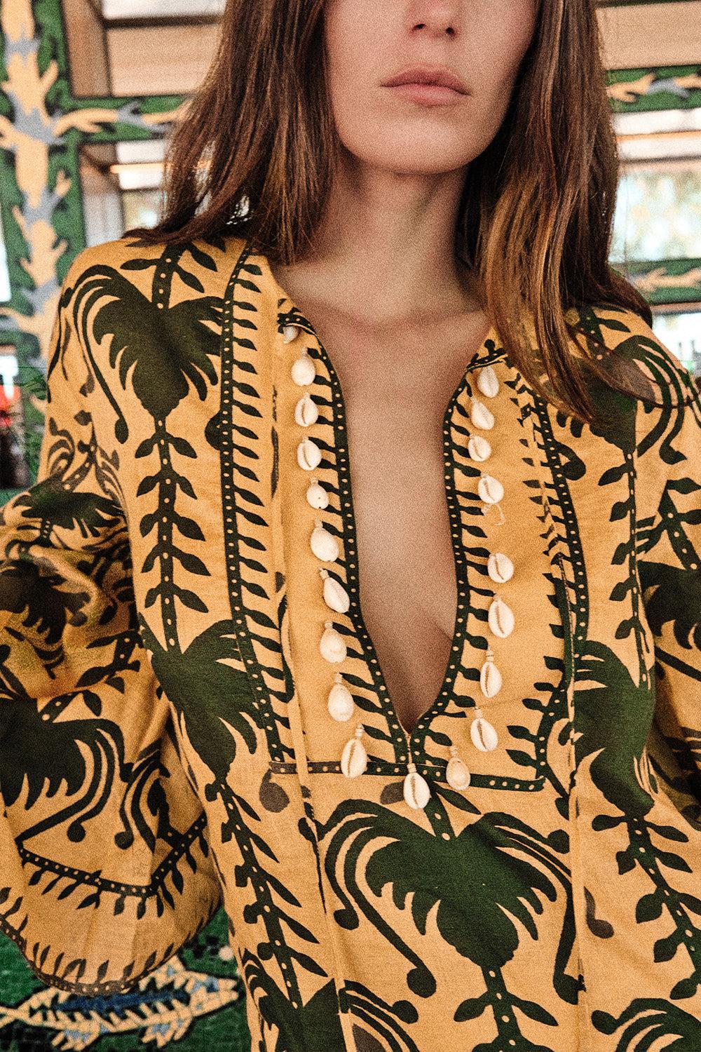 Wild Savannah Tunic Dress - Yellow Light Green-YLWLTGRN-0-CLOTHINGDRESSCASUAL-JOHANNA ORTIZ