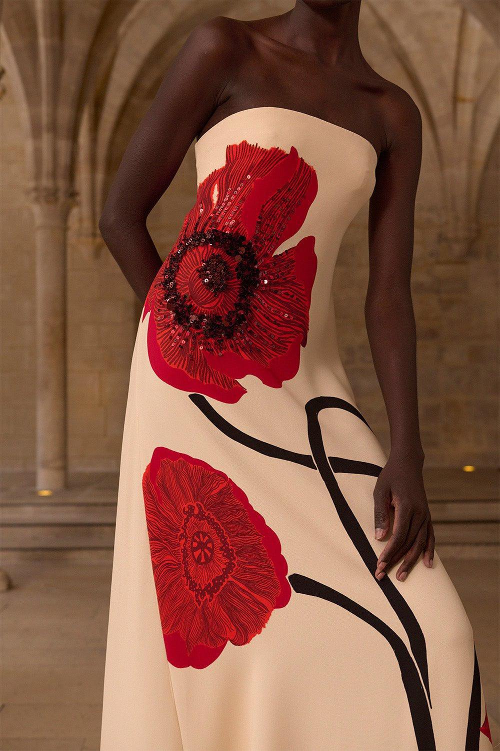 JOHANNA ORTIZ-Red Petals Dress-ECRURDBK