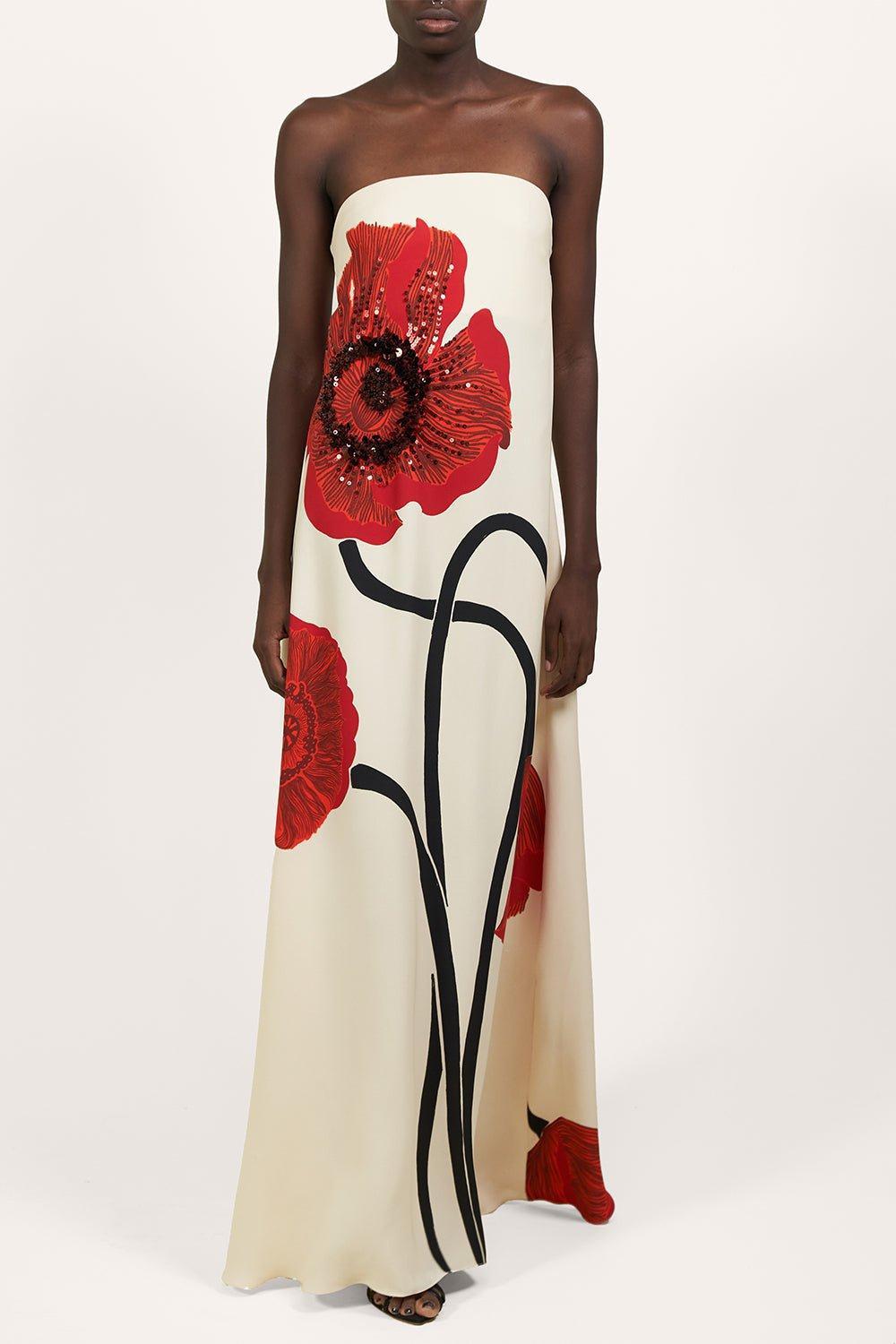 JOHANNA ORTIZ-Red Petals Dress-ECRURDBK