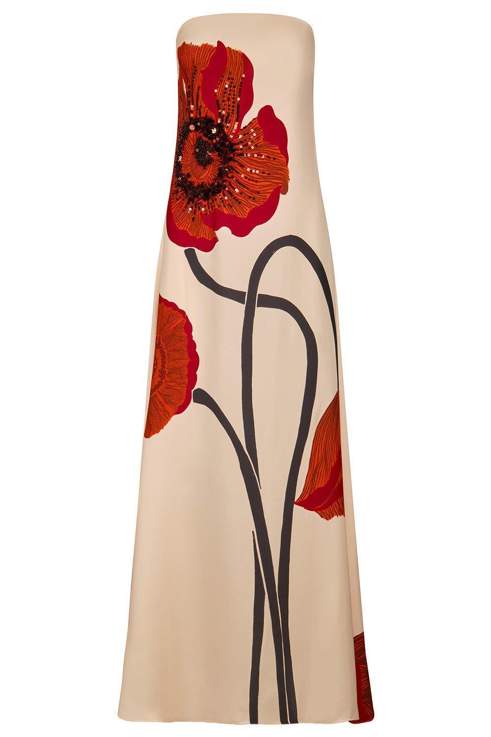 JOHANNA ORTIZ-Red Petals Dress-ECRURDBK