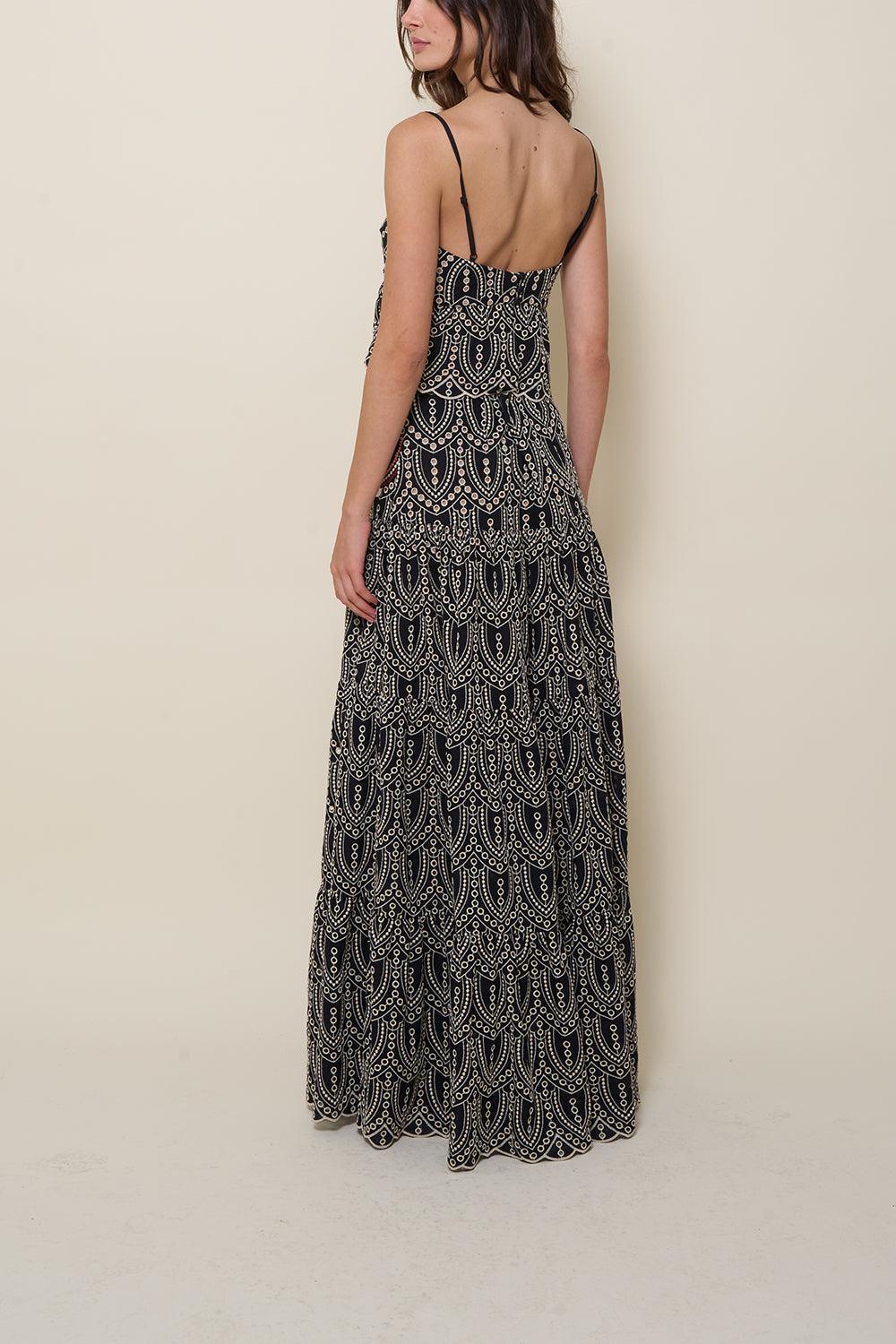 Palm Rhythym Maxi Skirt-BLACK/ECRU-4-CLOTHINGSKIRTMAXI-JOHANNA ORTIZ