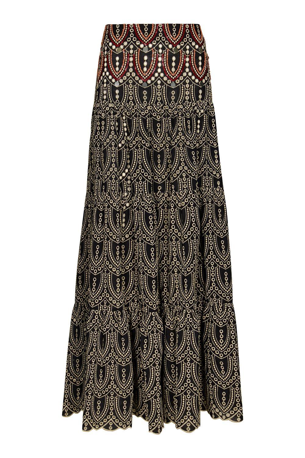 Palm Rhythym Maxi Skirt-BLACK/ECRU-4-CLOTHINGSKIRTMAXI-JOHANNA ORTIZ