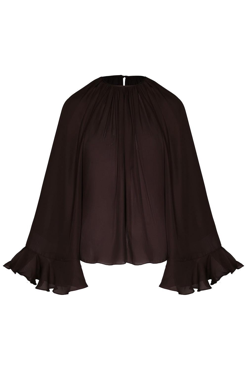 La Bohemia Top-DARK CHOCOLATE-0-CLOTHINGTOPBLOUSE-JOHANNA ORTIZ