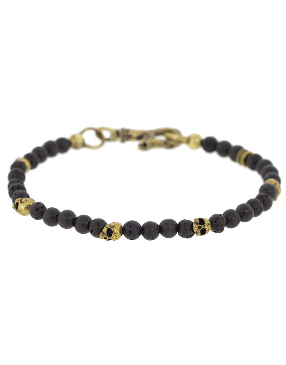 JOHN VARVATOS-Brass and Lava Skull Bead Bracelet-BRASS