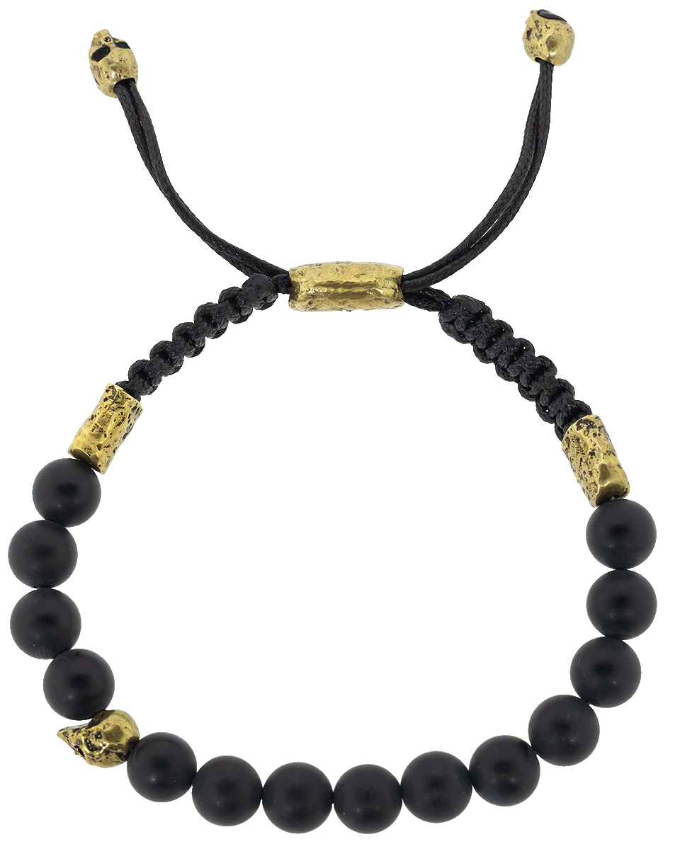 JOHN VARVATOS-Brass Skull and Onyx Bead Bracelet-BRASS