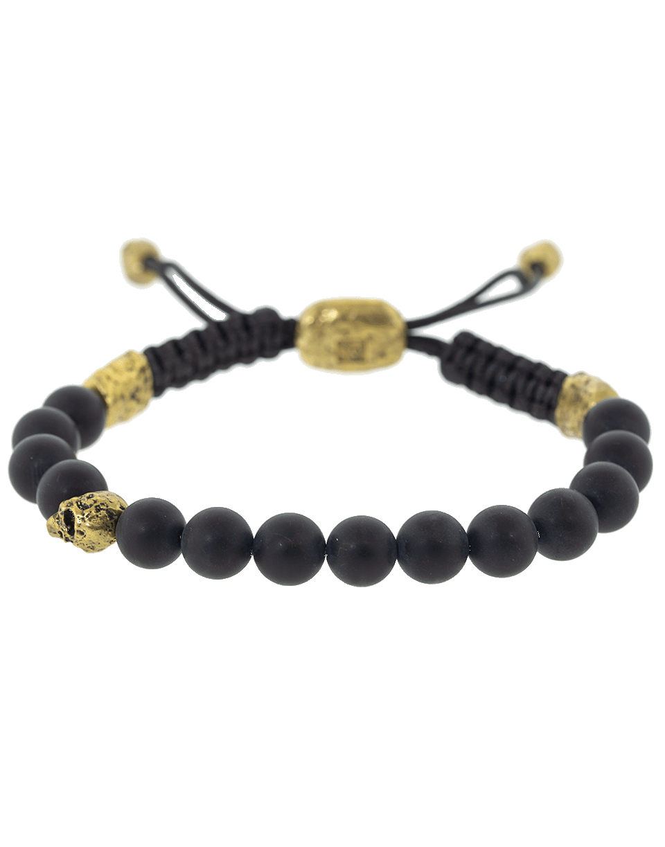 JOHN VARVATOS-Brass Skull and Onyx Bead Bracelet-BRASS