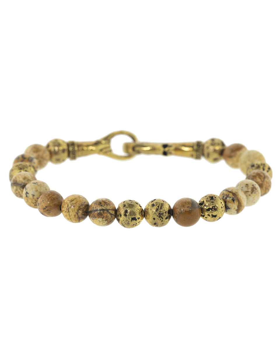 JOHN VARVATOS-Jasper and Brass Bead Bracelet-BRASS