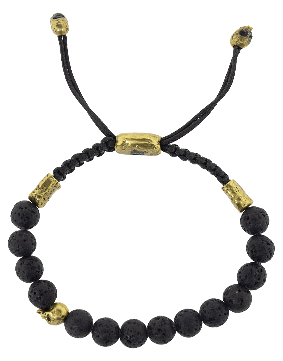 JOHN VARVATOS-Lava Bead and Brass Skull Bracelet-BRASS