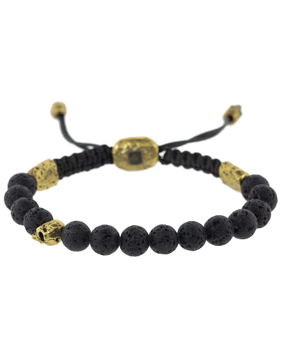 JOHN VARVATOS-Lava Bead and Brass Skull Bracelet-BRASS