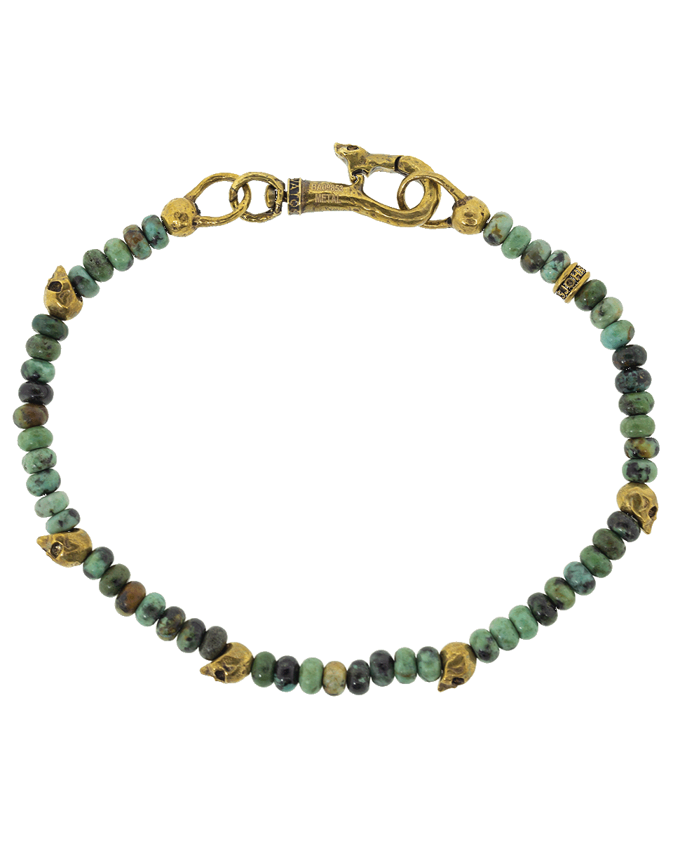 JOHN VARVATOS-Turquoise and Brass Skull Bead Bracelet-BRASS