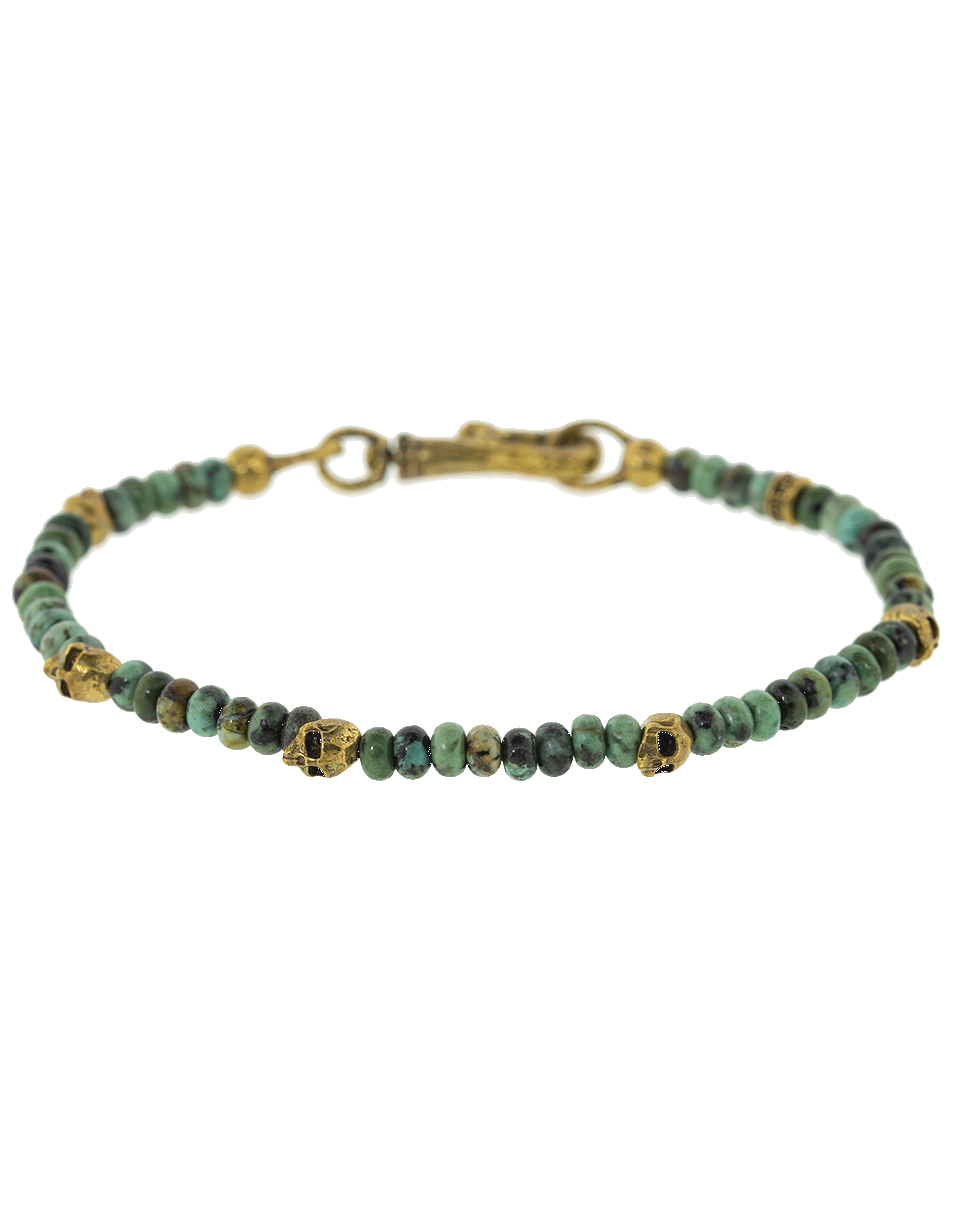 JOHN VARVATOS-Turquoise and Brass Skull Bead Bracelet-BRASS