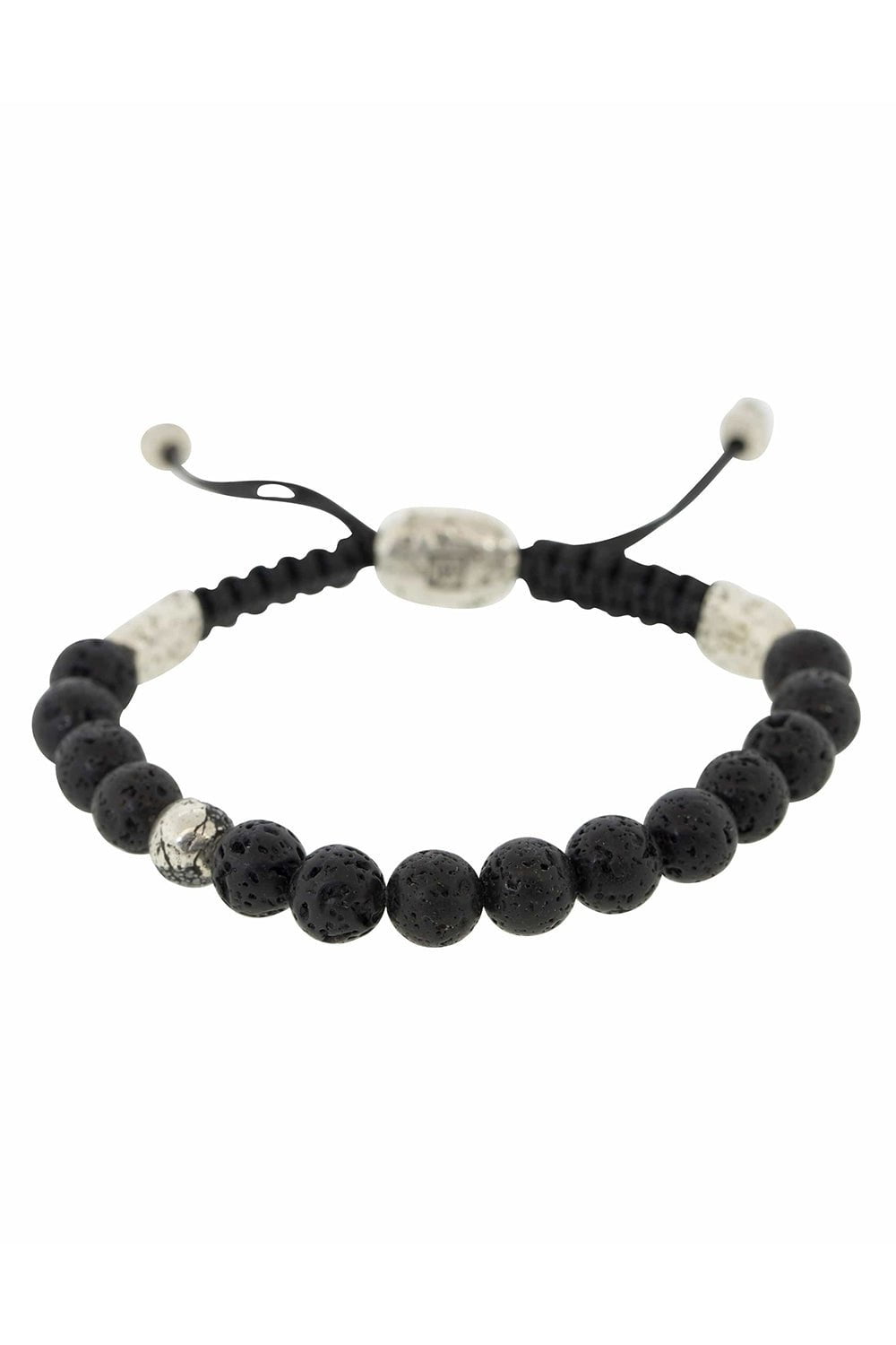 JOHN VARVATOS-Adjustable Lava and Diamond Bead Bracelet-SILVER