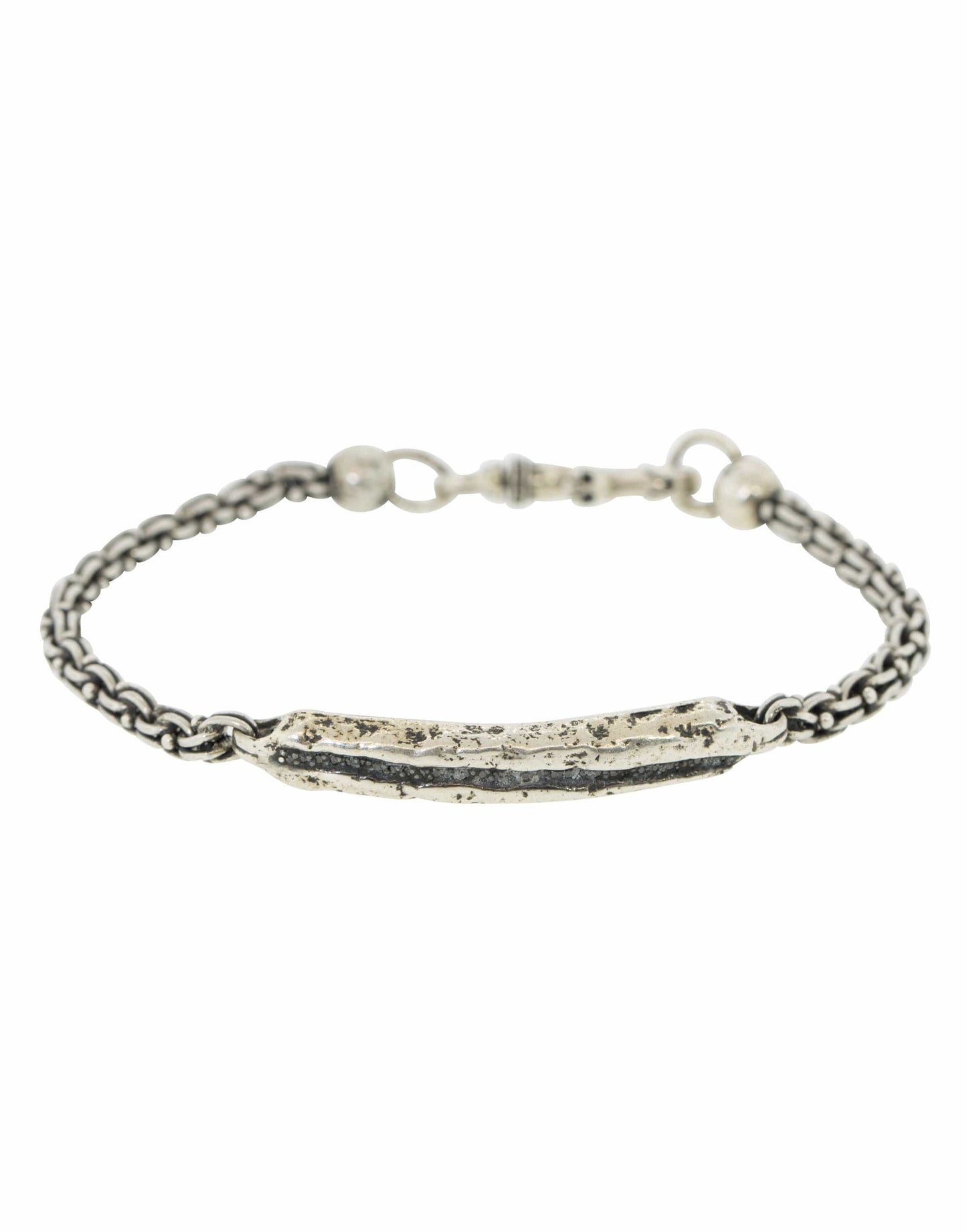 JOHN VARVATOS-Black Diamond ID Bracelet-SILVER