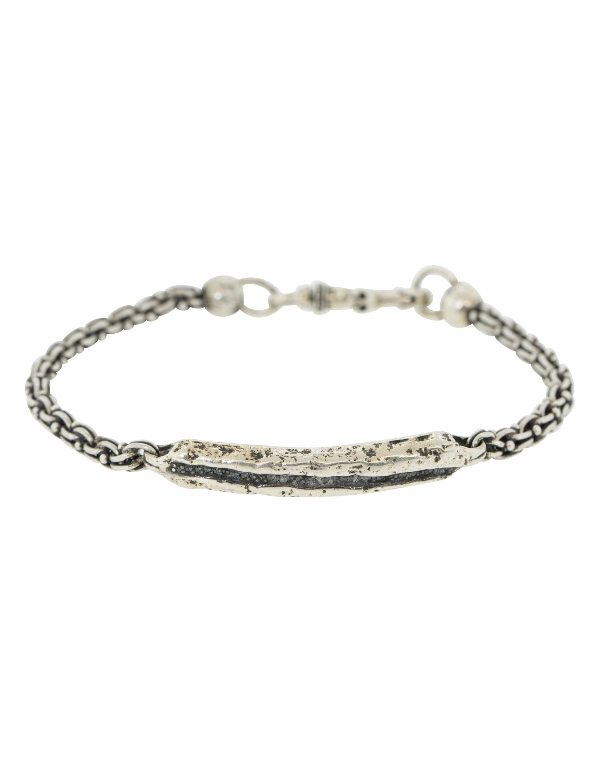 JOHN VARVATOS-Black Diamond ID Bracelet-SILVER
