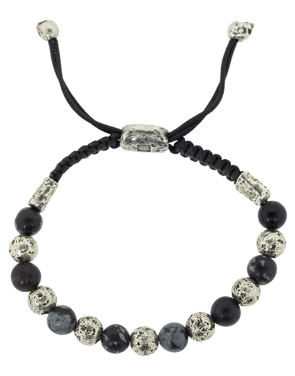 JOHN VARVATOS-Gray Obsidian and Silver Bead Necklace-SILVER