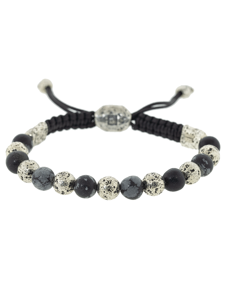 JOHN VARVATOS-Gray Obsidian and Silver Bead Necklace-SILVER