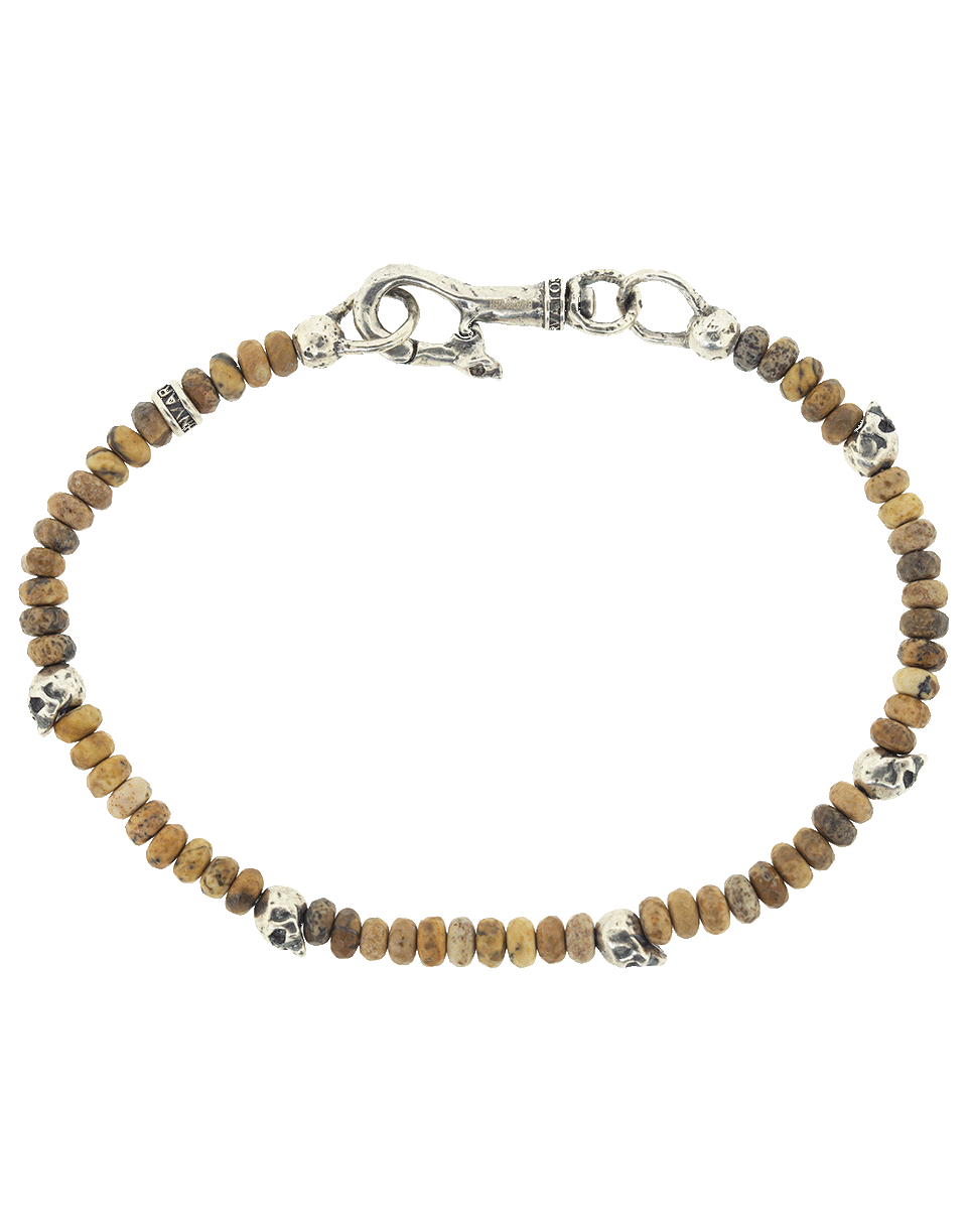 JOHN VARVATOS-Jasper Skull Bead Bracelet-SILVER