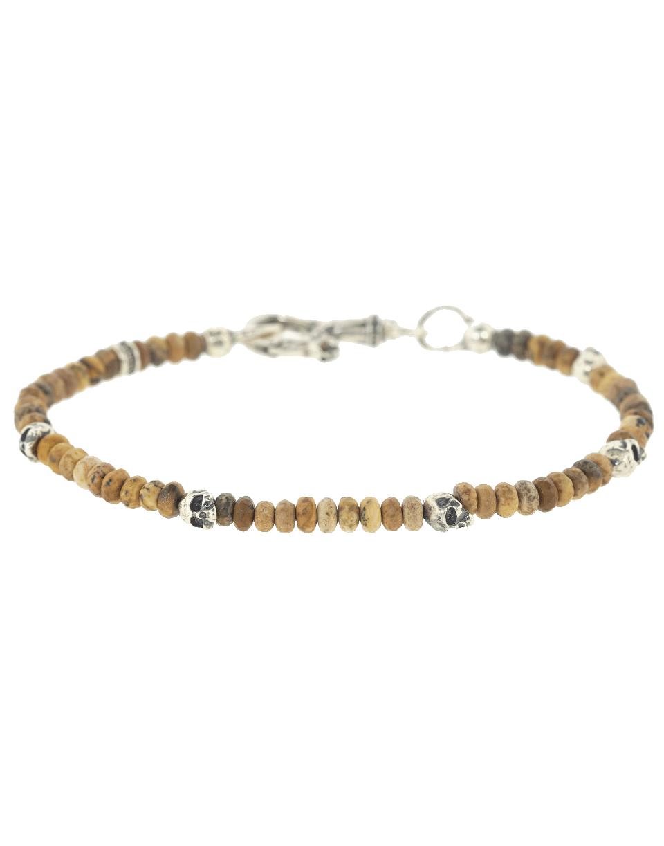 JOHN VARVATOS-Jasper Skull Bead Bracelet-SILVER