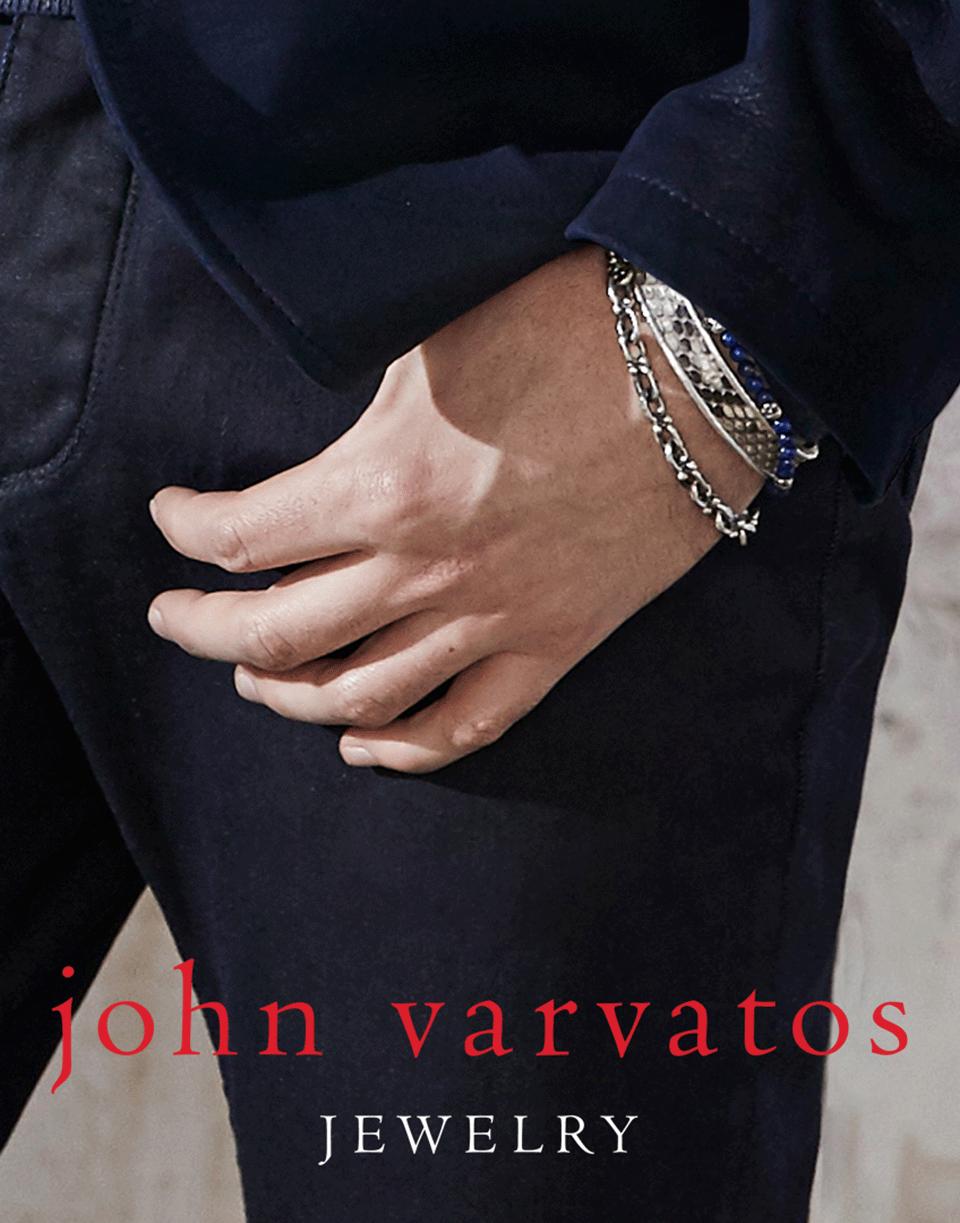 JOHN VARVATOS-Lapis Silver Skull Bead Bracelet-SILVER