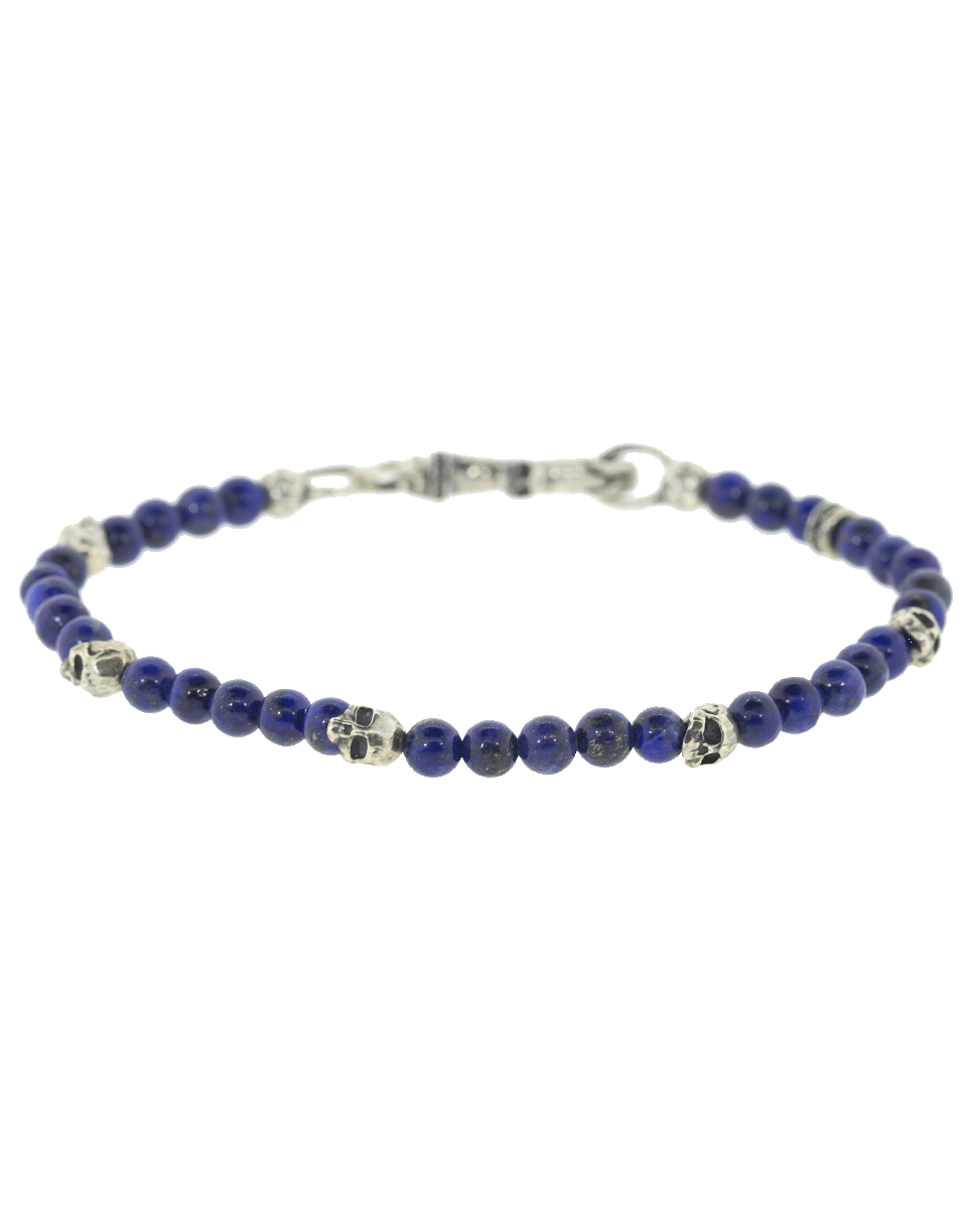 JOHN VARVATOS-Lapis Silver Skull Bead Bracelet-SILVER