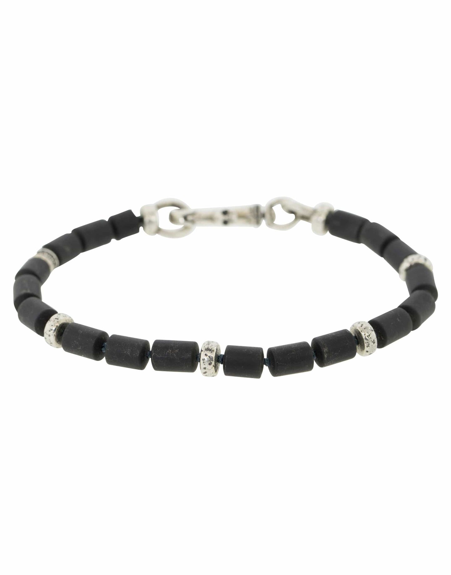 JOHN VARVATOS-Obsidian Bead Bracelet-SILVER