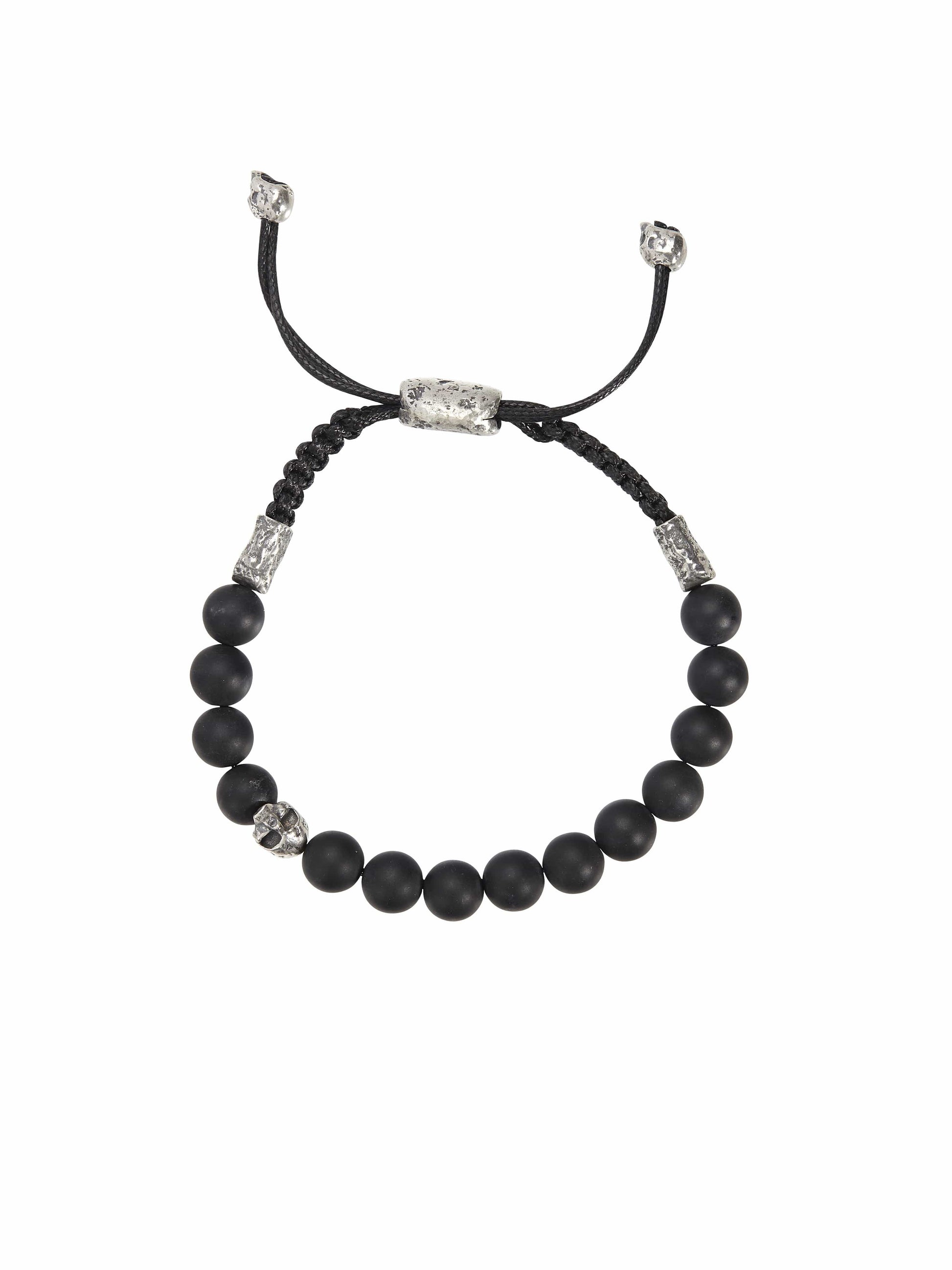 JOHN VARVATOS-Onyx and Skull Bead Bracelet-SILVER