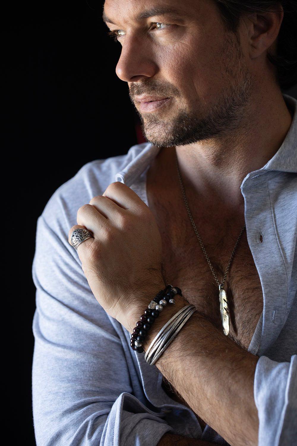 JOHN VARVATOS-Onyx Skull Clasp Bracelet-SILVER