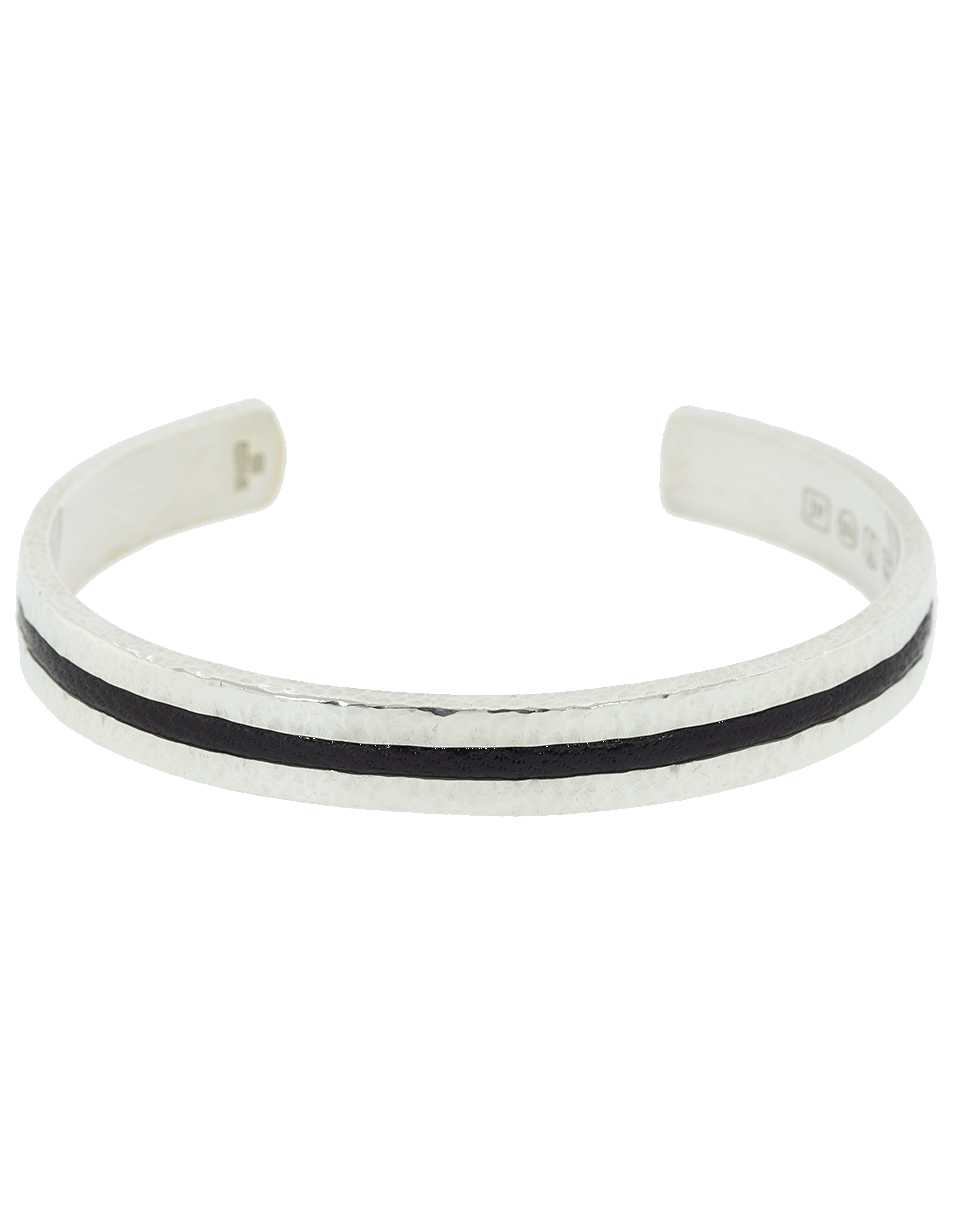 JOHN VARVATOS-Silver and Leather Cuff-SILVER
