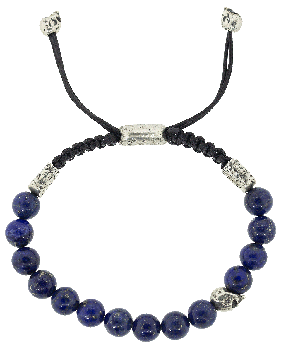 JOHN VARVATOS-Silver Skull and Lapis Bead Bracelet-SILVER