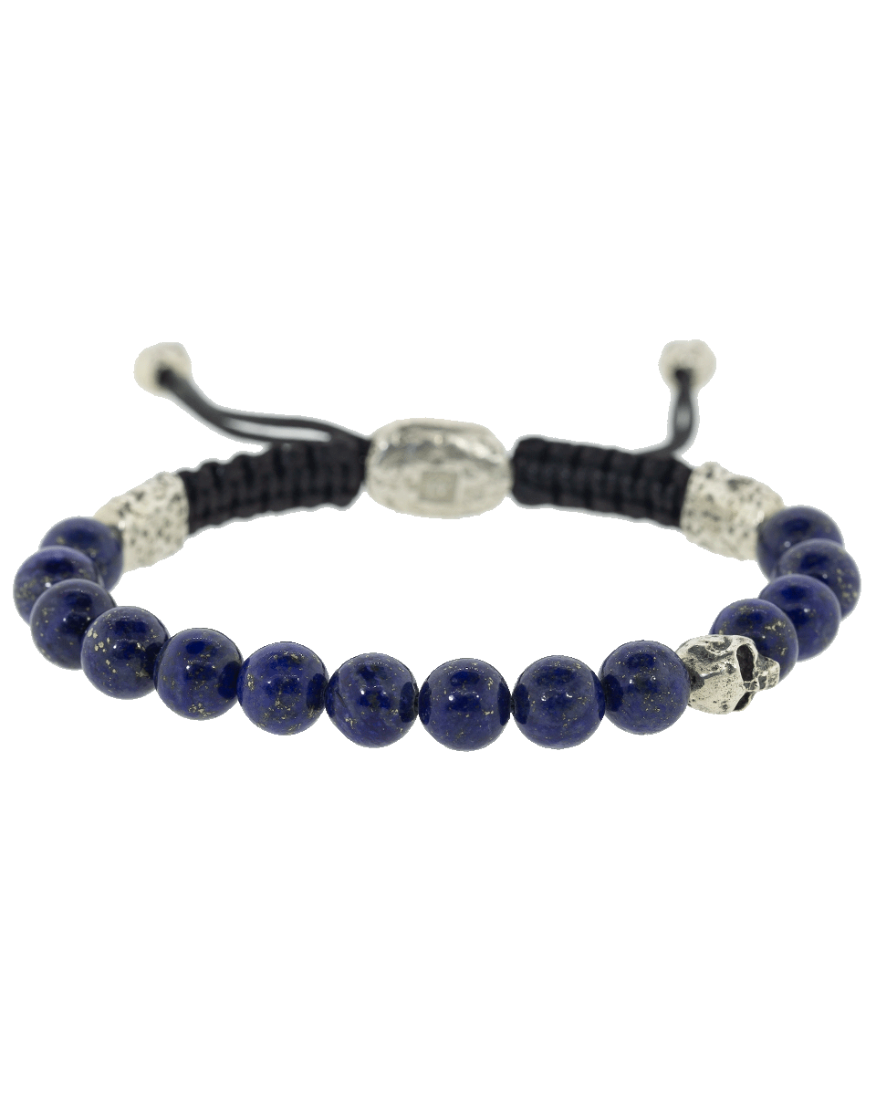JOHN VARVATOS-Silver Skull and Lapis Bead Bracelet-SILVER