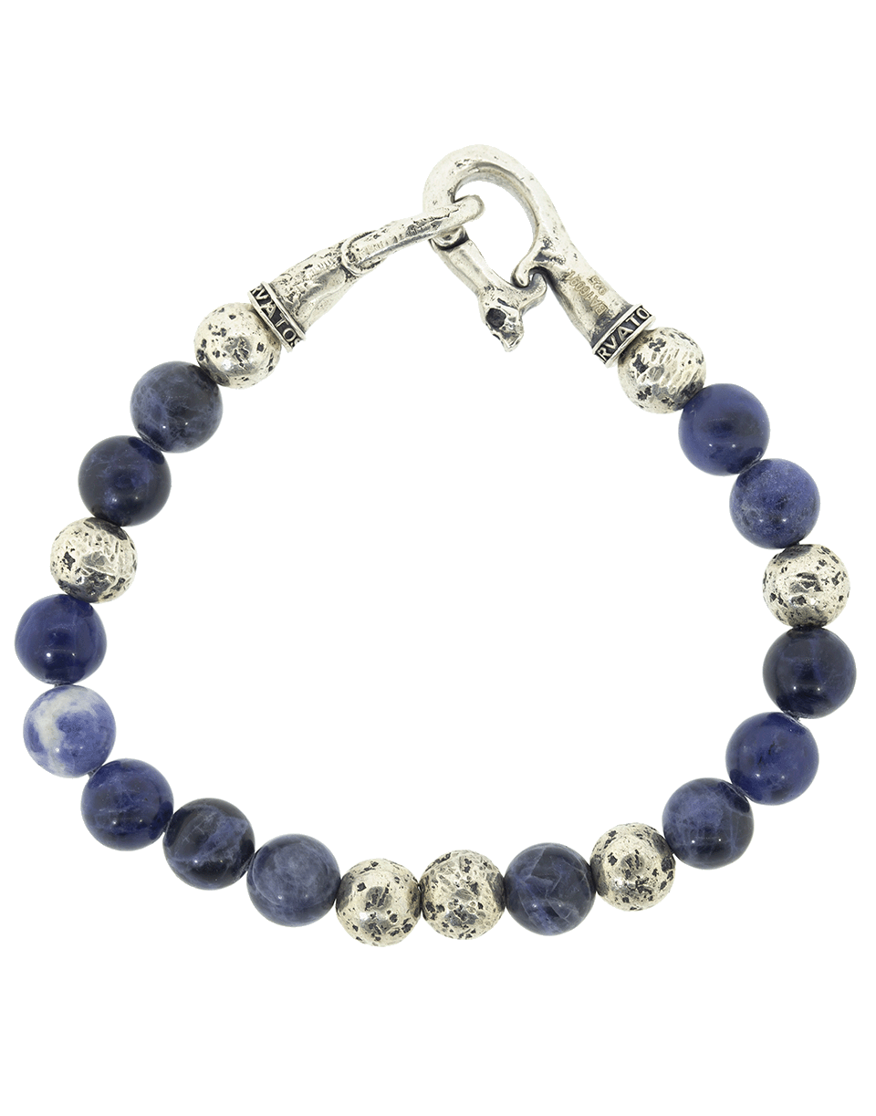 JOHN VARVATOS-Silver Sodalite Bead Bracelet-SILVER