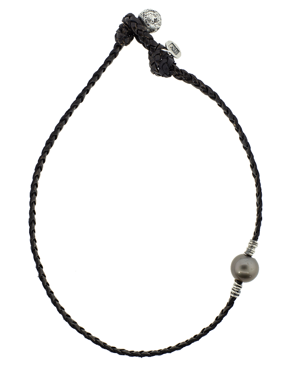 JOHN VARVATOS-Tahitian Pearl Leather Wrap Bracelet-SILVER