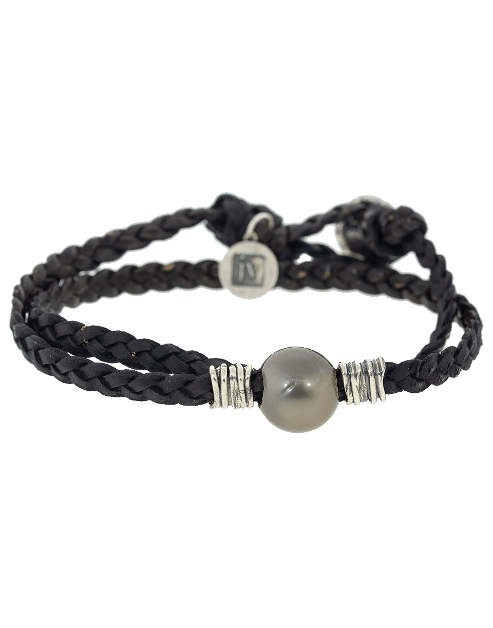 JOHN VARVATOS-Tahitian Pearl Leather Wrap Bracelet-SILVER