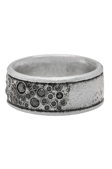 JOHN VARVATOS-Black Diamond Stardust Ring-SILVER