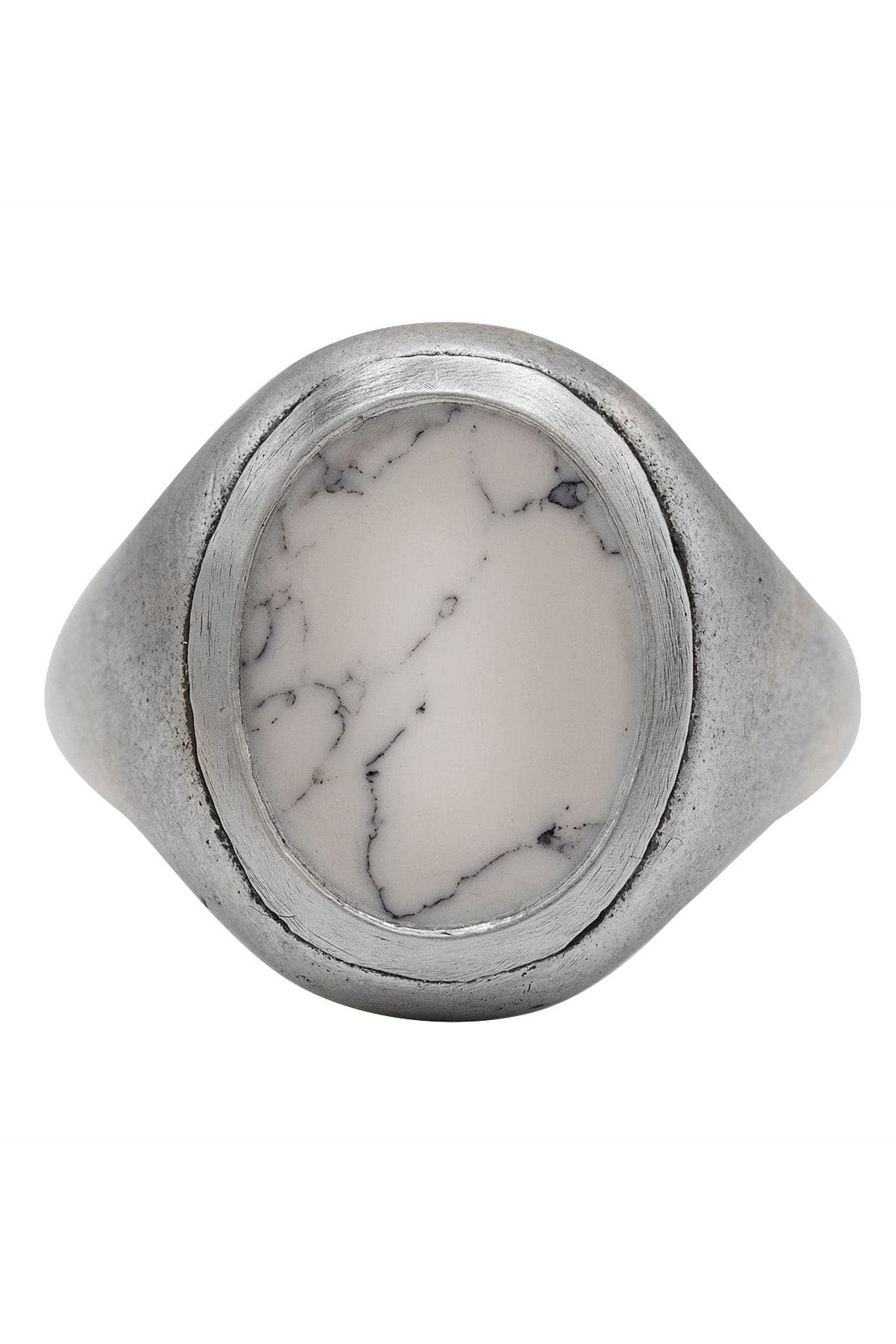 JOHN VARVATOS-Oval Howlite Ring-SILVER