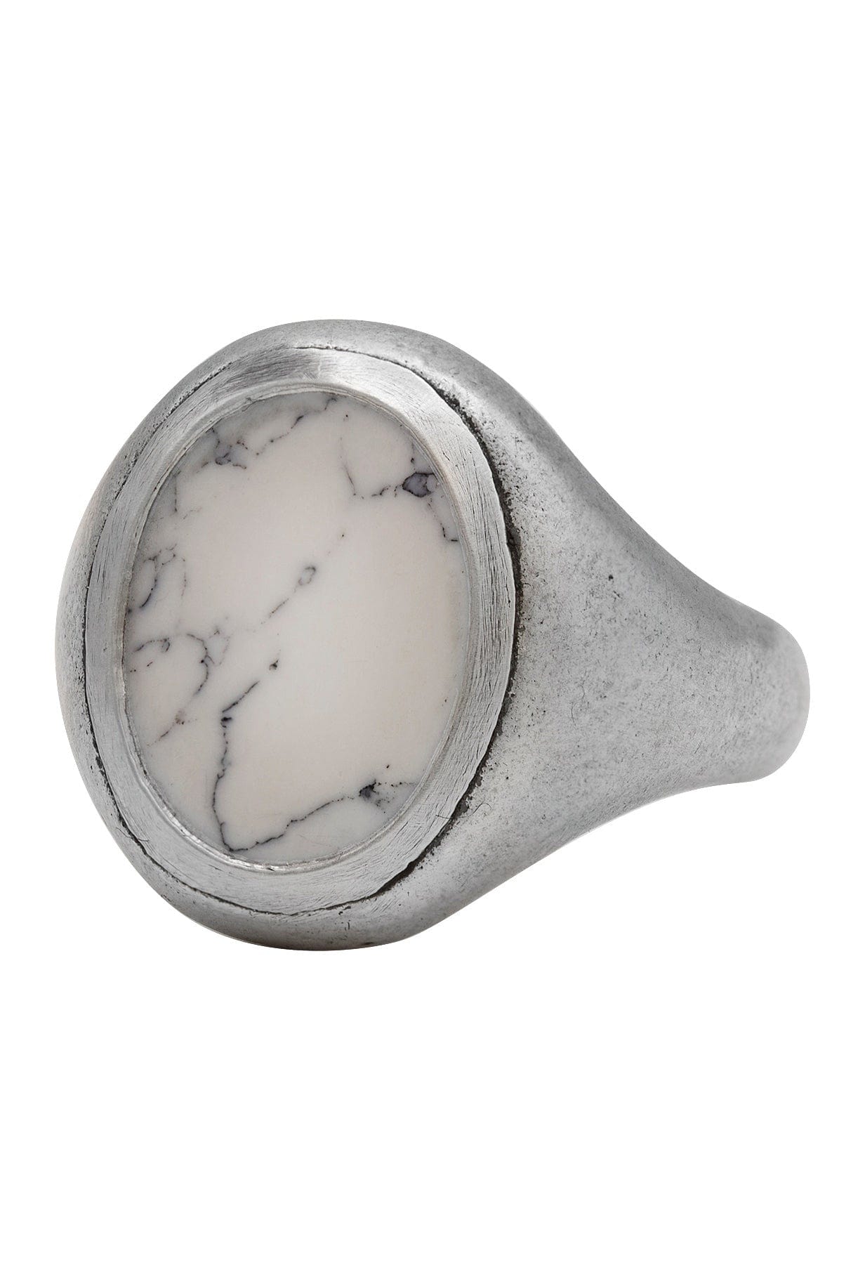JOHN VARVATOS-Oval Howlite Ring-SILVER