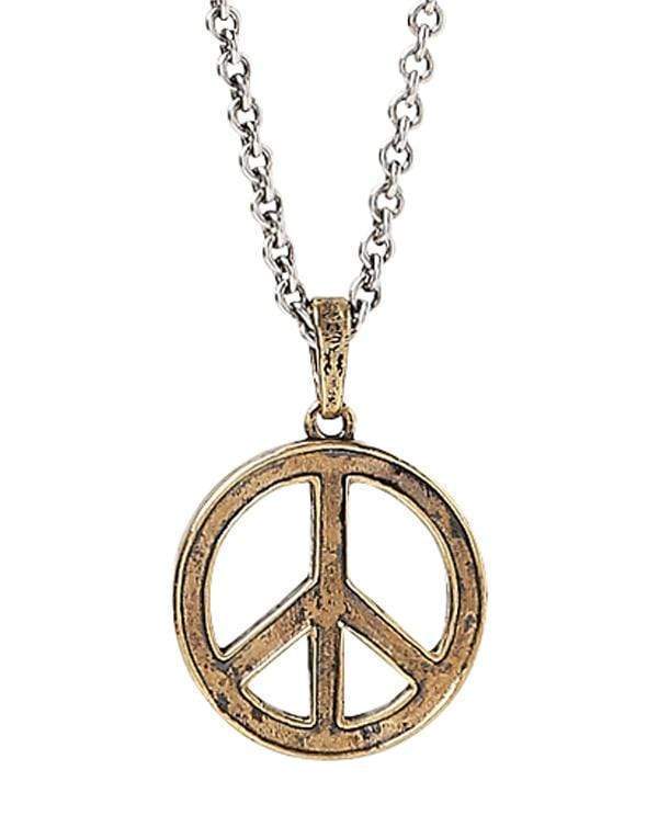 JOHN VARVATOS-Brass Peace Sign Necklace-SILVER