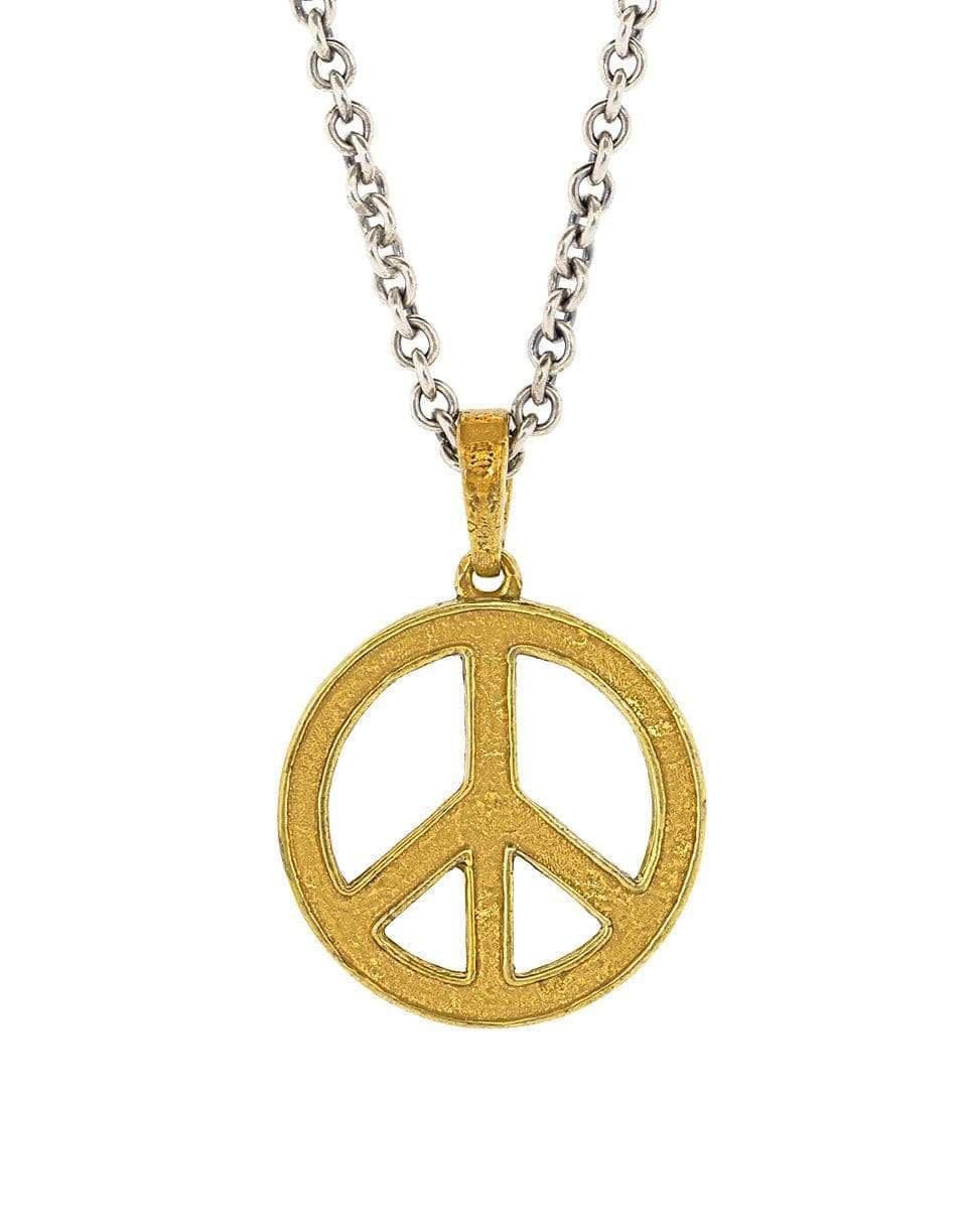 JOHN VARVATOS-Brass Peace Sign Necklace-SILVER