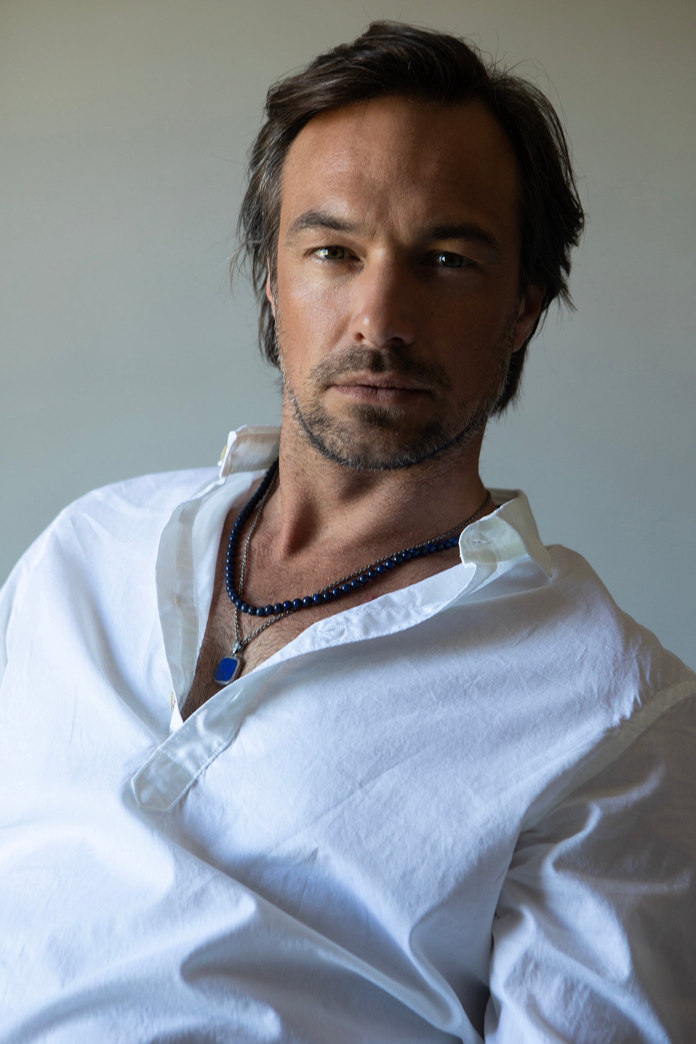 JOHN VARVATOS-Lapis Pendant Necklace-SILVER