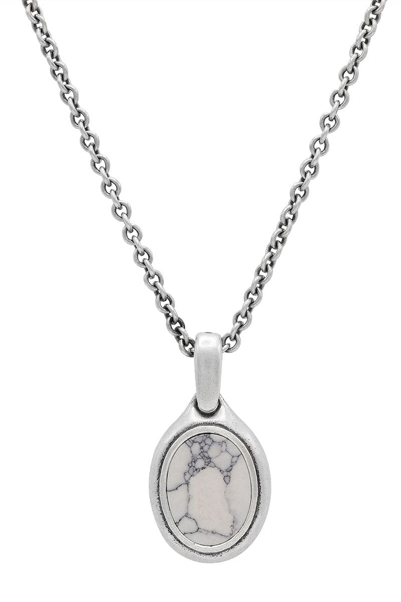 JOHN VARVATOS-Oval Howlite Pendant Necklace-SILVER