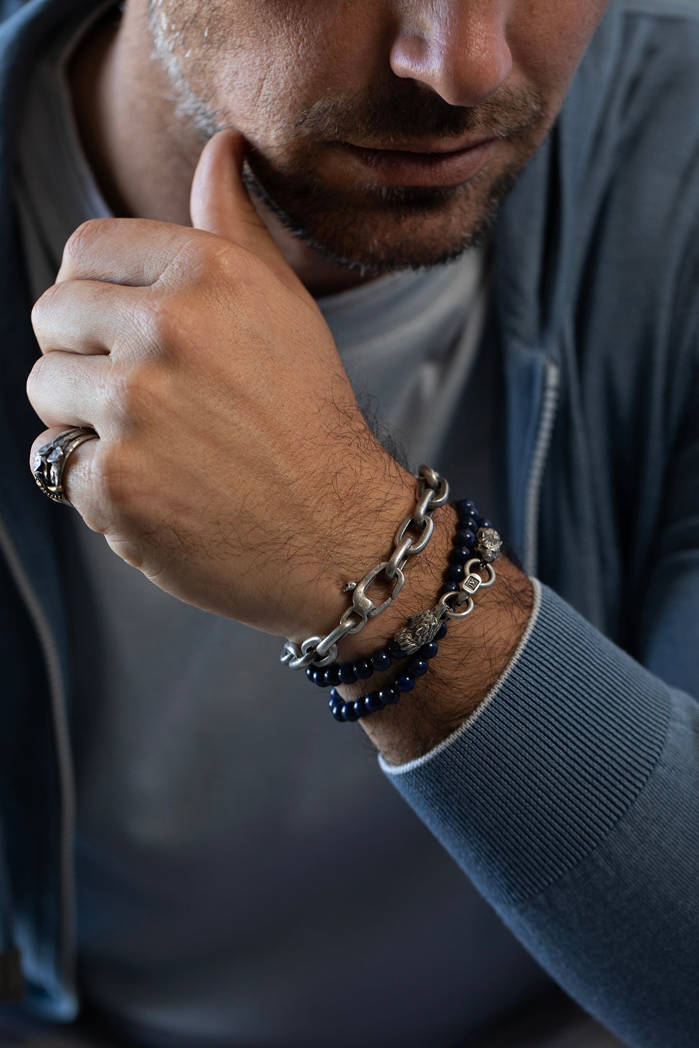 JOHN VARVATOS-Oval Link Bracelet-SILVER
