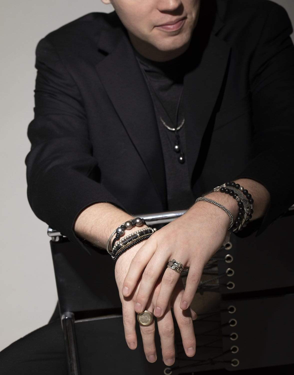 JOHN VARVATOS-Silver Barrel Link Bracelet-SILVER