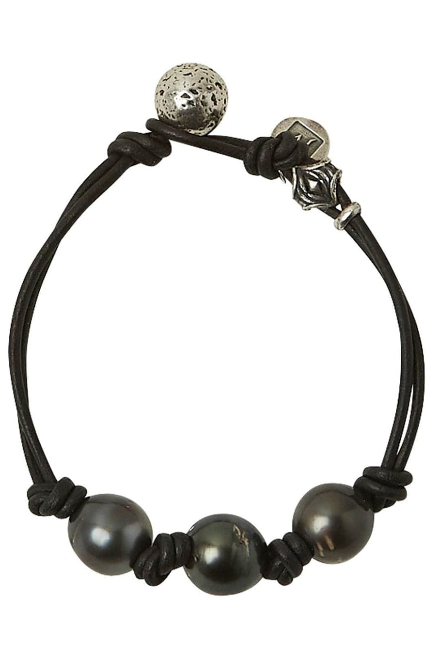 JOHN VARVATOS-Tahitian Pearl Double Leather Bracelet-SILVER