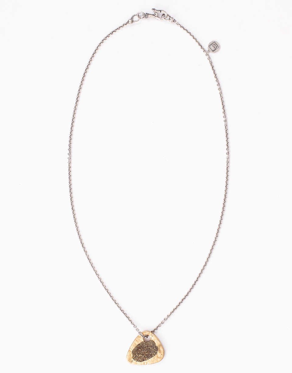 JOHN VARVATOS-Fingerprint Guitar Pick Pendant Necklace-BRASS