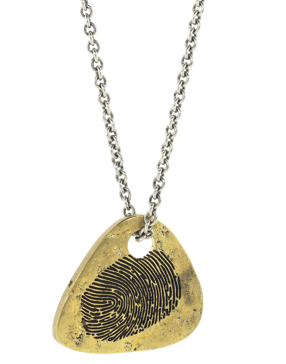 JOHN VARVATOS-Fingerprint Guitar Pick Pendant Necklace-BRASS