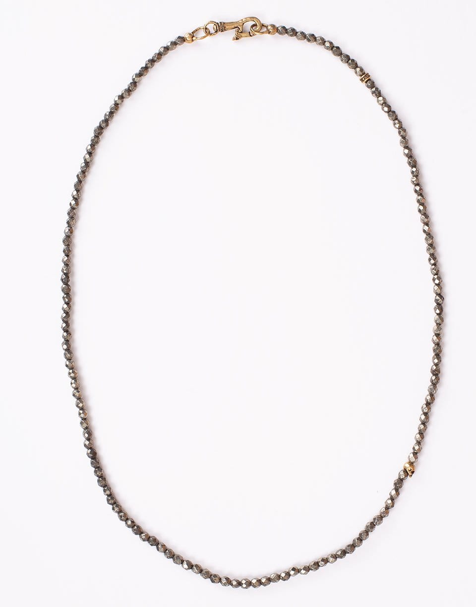 JOHN VARVATOS-Pyrite and Brass Skull Bead Necklace-BRASS