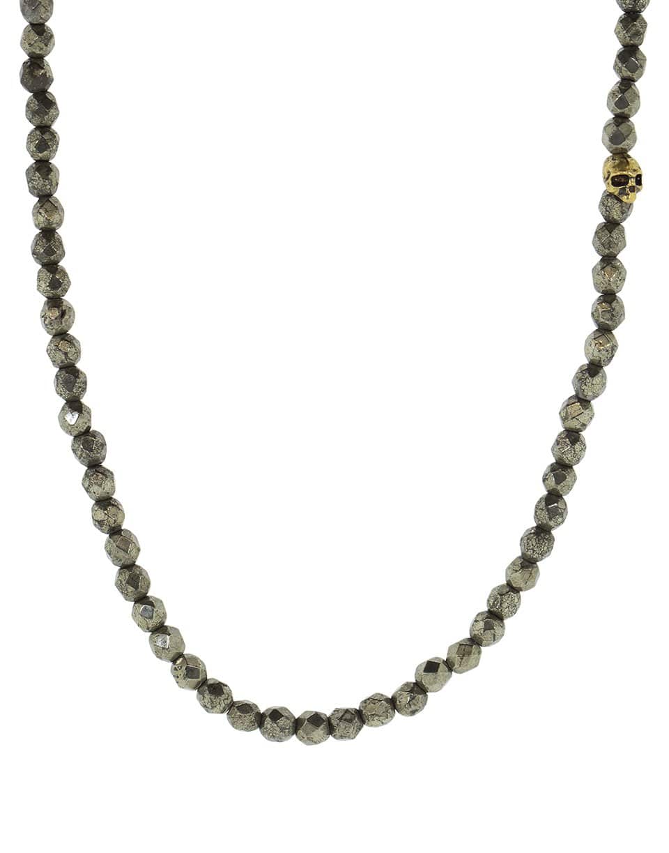 JOHN VARVATOS-Pyrite and Brass Skull Bead Necklace-BRASS