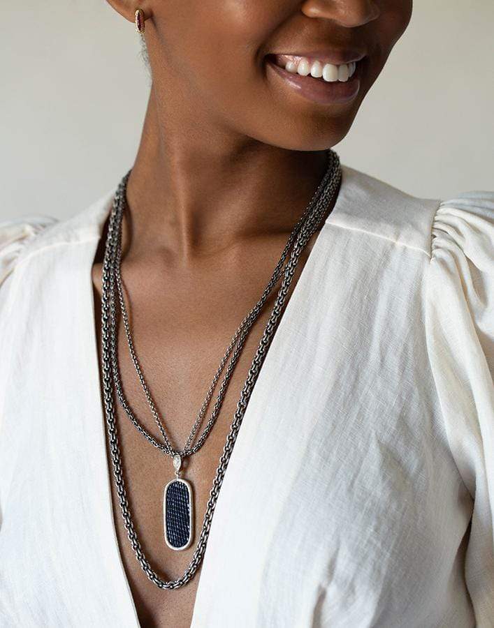 JOHN VARVATOS-Black Iguana Dogtag Necklace-SILVER