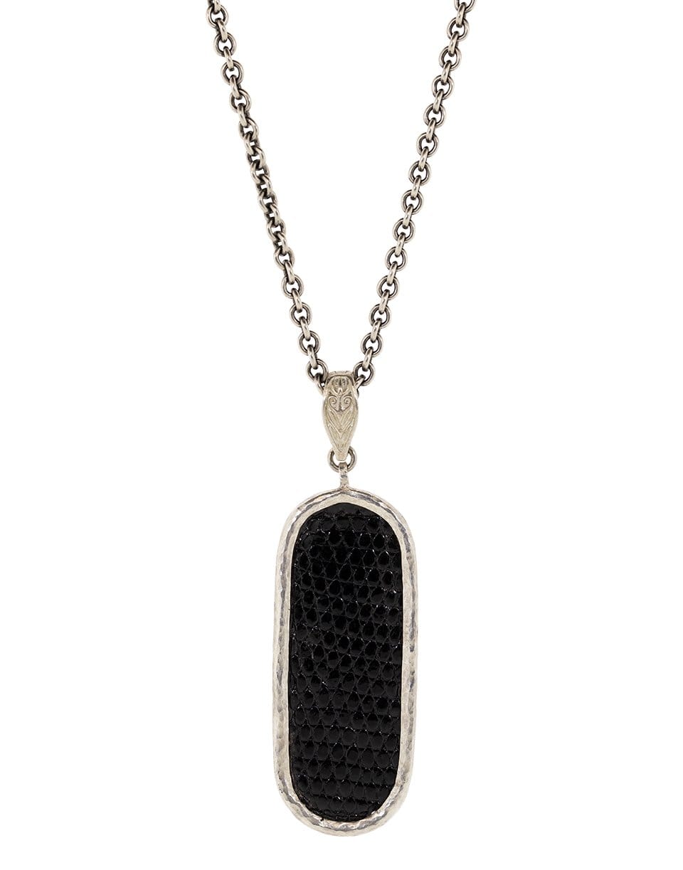 JOHN VARVATOS-Black Iguana Dogtag Necklace-SILVER